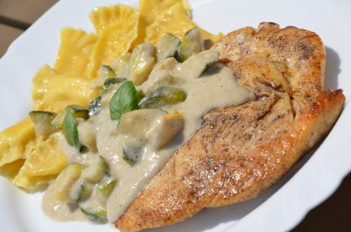 VIDEO – Ravioli Tortellini Chicken Breast Gorgonzola Zucchini Sauce