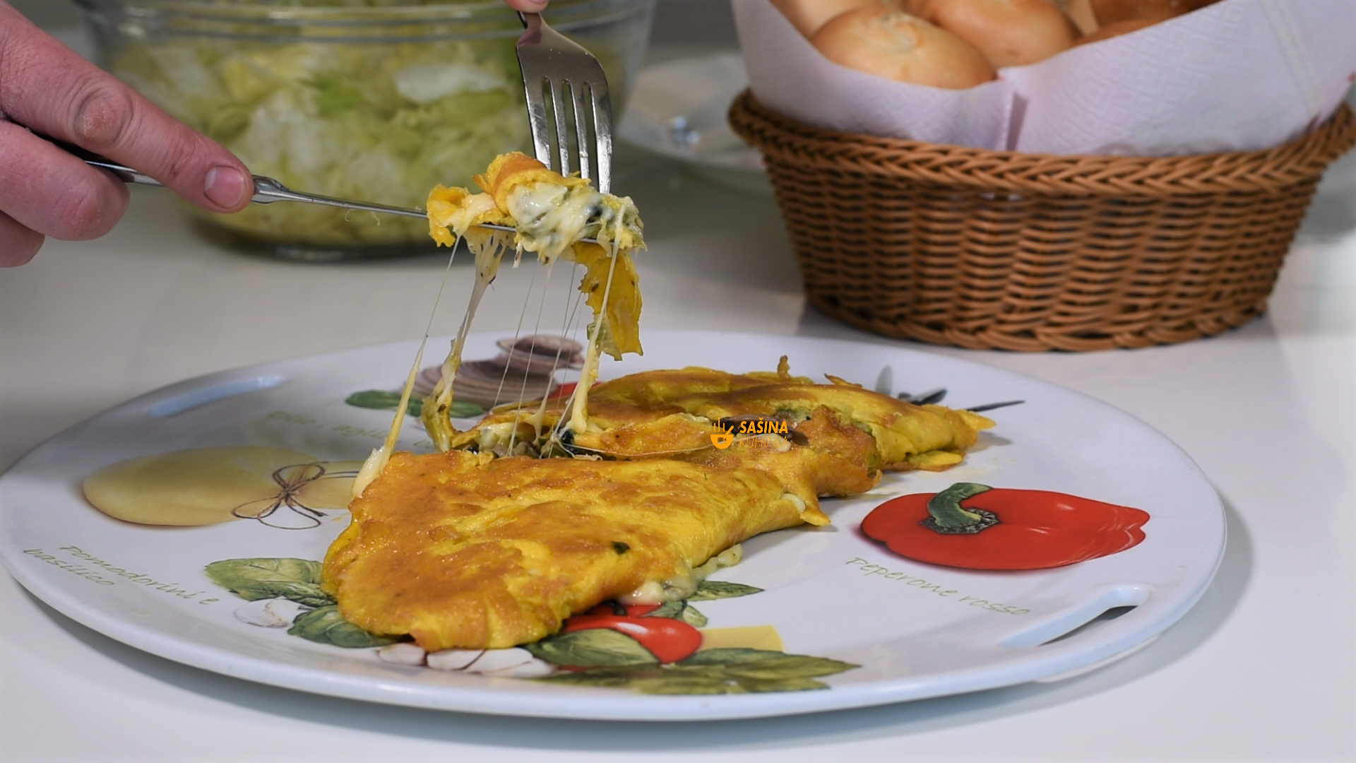 omlet sa porilukom šampinjonima i sirom