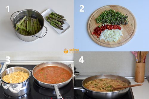 tjestenina sa šparogama u umaku od rajčica recept