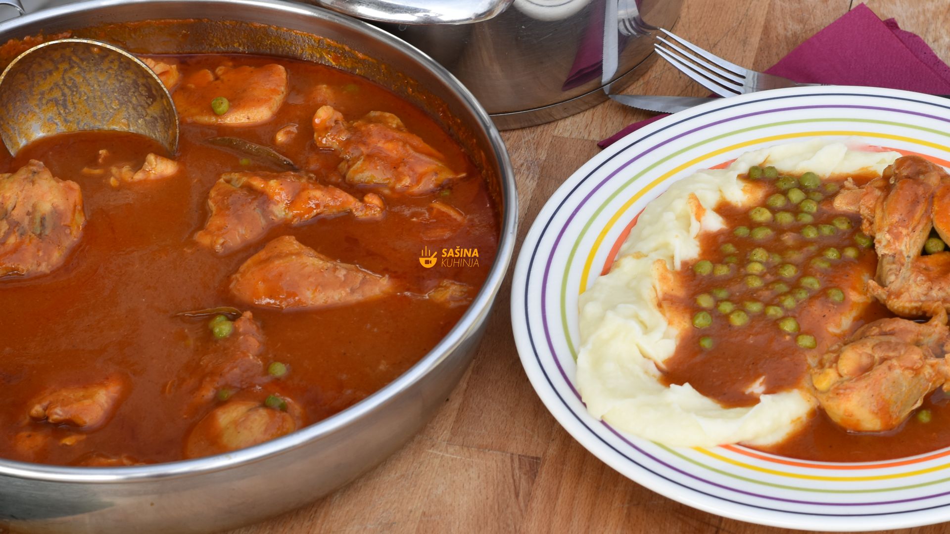 piletina u umaku sa graškom i pire krumpir recept