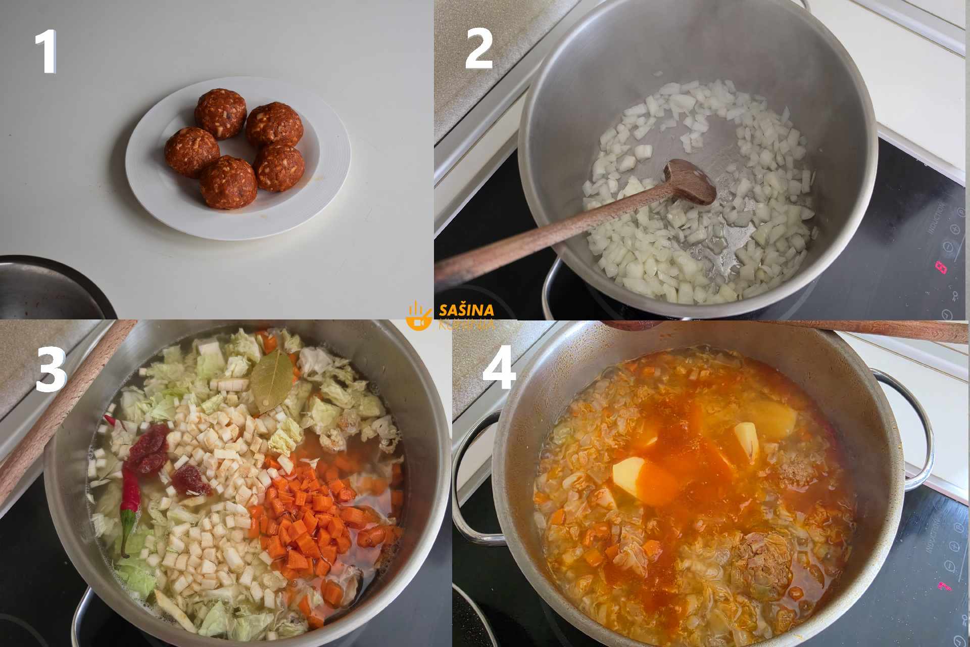 Postupak korak po korak priprema kelja s mesnim okruglicama